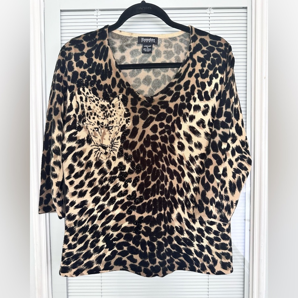 Hampshire Studio Lúxelon Panther  / Animal Print Women’s Sweater Size  M